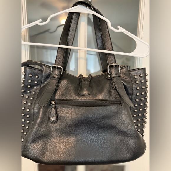 Andrew Marc New York black silver studded satchel - Picture 4 of 16